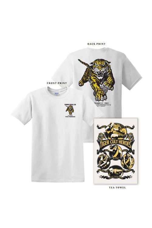 1980 Anniversary Tshirt/Cult Heroes Tea Towel Bundle by Talking Tigers